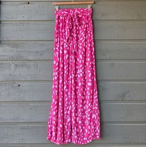 NWOT All Worthy Hunter McGrady Pink Polka Dot Wide Leg Palazzo Pants Size 2